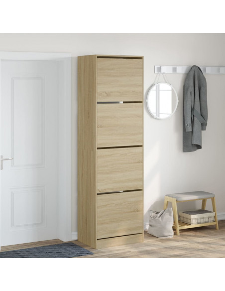 Scarpiera 4 Cassetti Ribaltabili Rovere Sonoma 60x42x204 cm