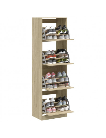 Scarpiera 4 Cassetti Ribaltabili Rovere Sonoma 60x42x204 cm