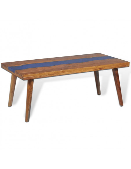 Tavolino da Salotto in Legno di Teak e Resina 100x50x40 cm