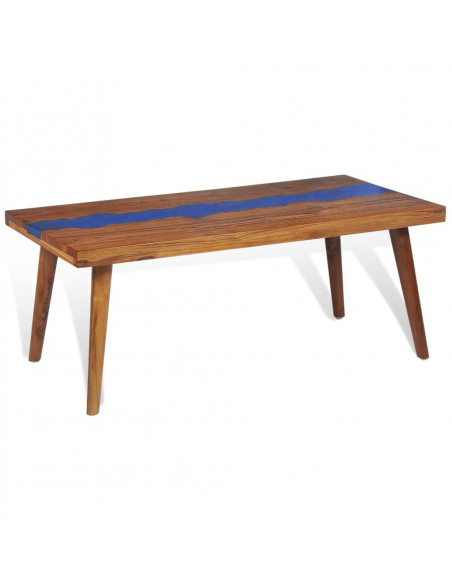 Tavolino da Salotto in Legno di Teak e Resina 100x50x40 cm