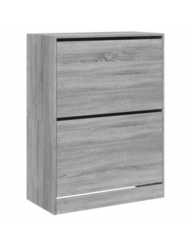 Scarpiera 2 Cassetti Ribaltabili Grigio Sonoma 80x42x108 cm