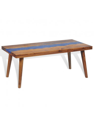 Tavolino da Salotto in Legno di Teak e Resina 100x50x40 cm