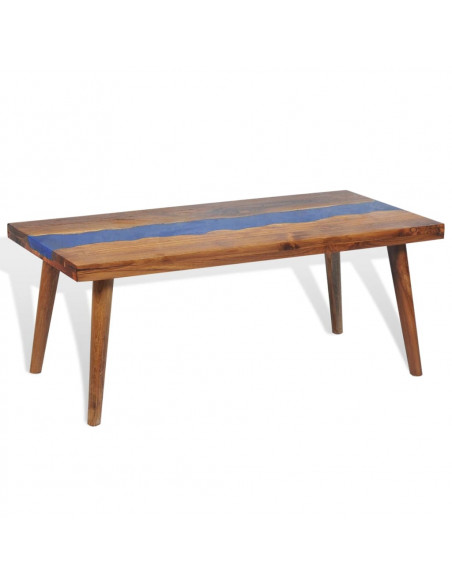 Tavolino da Salotto in Legno di Teak e Resina 100x50x40 cm