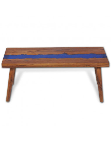 Tavolino da Salotto in Legno di Teak e Resina 100x50x40 cm