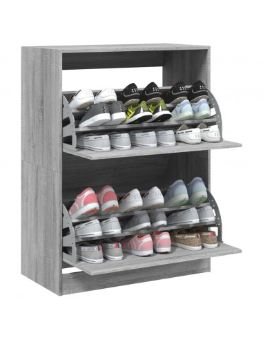 Scarpiera 2 Cassetti Ribaltabili Grigio Sonoma 80x42x108 cm