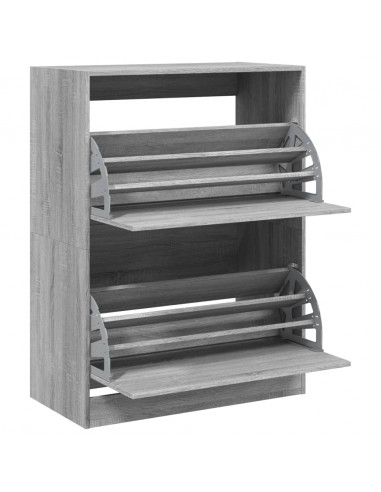 Scarpiera 2 Cassetti Ribaltabili Grigio Sonoma 80x42x108 cm