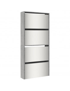 Scarpiera con Specchio a 4 Livelli Grigio Sonoma 63x17x134 cm 2