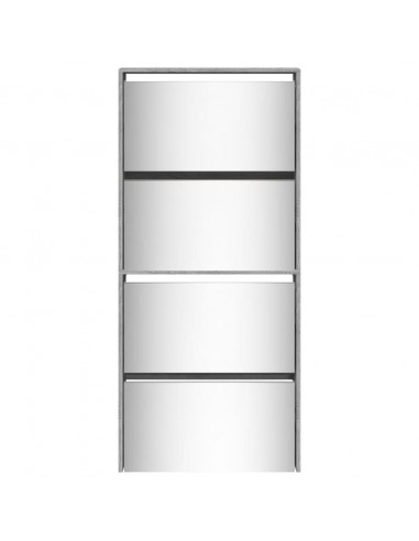 Scarpiera con Specchio a 4 Livelli Grigio Sonoma 63x17x134 cm