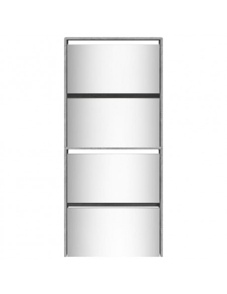 Scarpiera con Specchio a 4 Livelli Grigio Sonoma 63x17x134 cm
