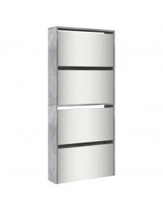 Scarpiera con Specchio a 4 Livelli Grigio Cemento 63x17x134 cm 2