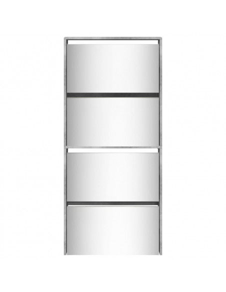 Scarpiera con Specchio a 4 Livelli Grigio Cemento 63x17x134 cm