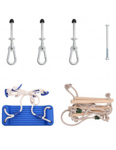 Seggiolino Altalena con Scala Corda e Pietre Arrampicata Blu PE 2