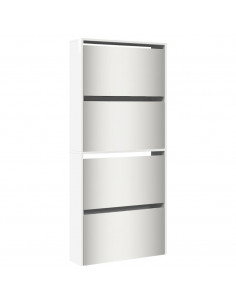 Scarpiera con Specchio a 4 Livelli Bianco lucido 63x17x134 cm 2