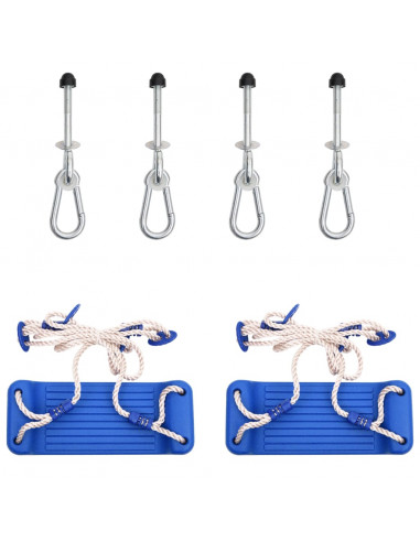 Seggiolini Altalena 2 pz con Pietre Arrampicata Blu Polietilene