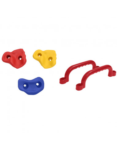 Seggiolini Altalena 2 pz con Pietre Arrampicata Blu Polietilene