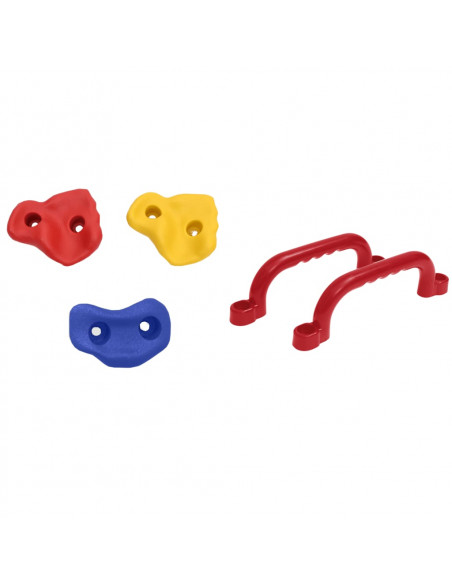 Seggiolini Altalena 2 pz con Pietre Arrampicata Blu Polietilene