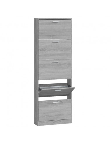 Scarpiera Grigio Sonoma 59x17x169 cm in Legno Multistrato