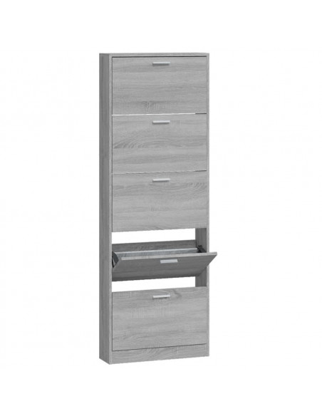Scarpiera Grigio Sonoma 59x17x169 cm in Legno Multistrato