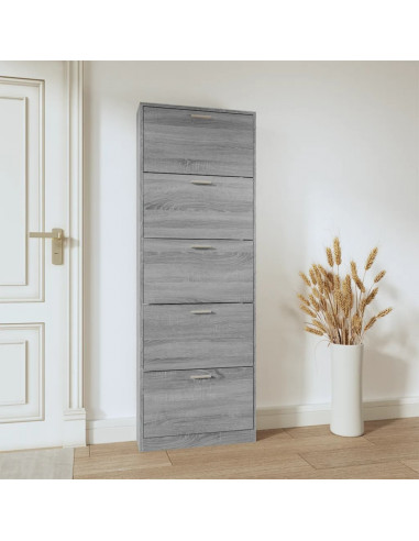 Scarpiera Grigio Sonoma 59x17x169 cm in Legno Multistrato