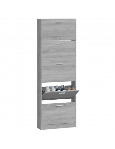 Scarpiera Grigio Sonoma 59x17x169 cm in Legno Multistrato