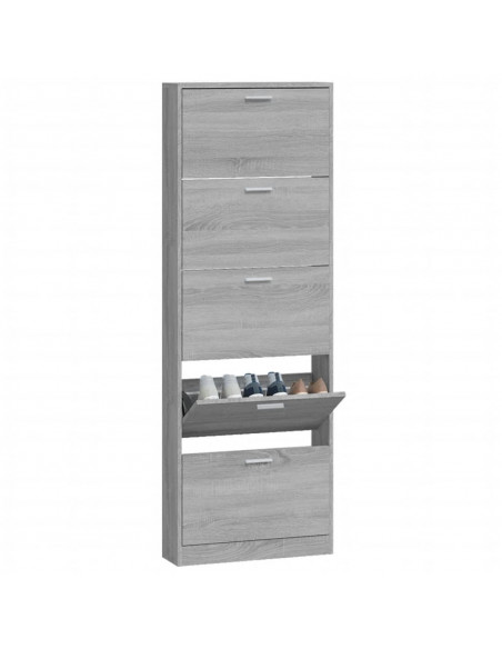 Scarpiera Grigio Sonoma 59x17x169 cm in Legno Multistrato