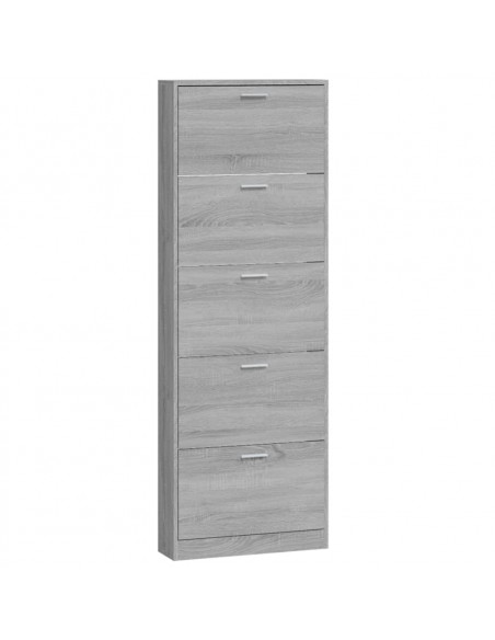 Scarpiera Grigio Sonoma 59x17x169 cm in Legno Multistrato