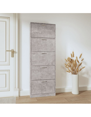 Scarpiera Grigio Cemento 59x17x169 cm in Legno Multistrato