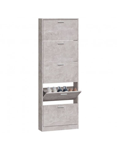 Scarpiera Grigio Cemento 59x17x169 cm in Legno Multistrato