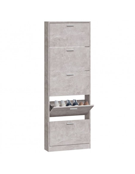 Scarpiera Grigio Cemento 59x17x169 cm in Legno Multistrato