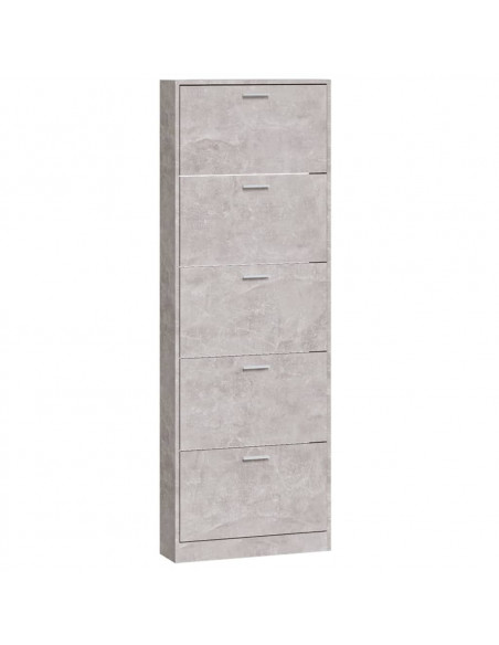Scarpiera Grigio Cemento 59x17x169 cm in Legno Multistrato