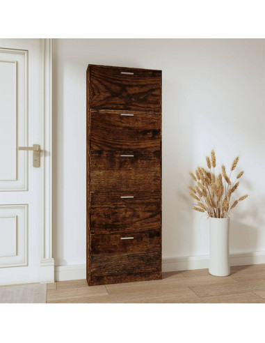 Scarpiera Rovere Fumo 59x17x169 cm in Legno Multistrato