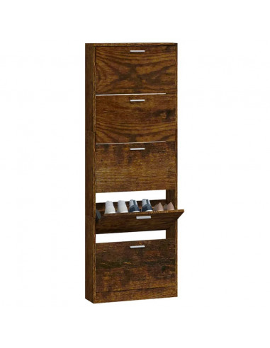 Scarpiera Rovere Fumo 59x17x169 cm in Legno Multistrato