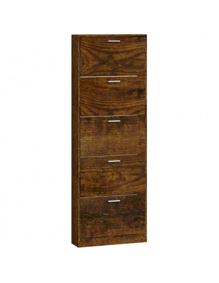 Scarpiera Rovere Fumo 59x17x169 cm in Legno Multistrato