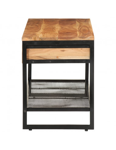 Panca da Giardino 110x35x45 cm Legno Massello di Acacia e Ferro