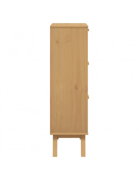 Scarpiera OLDEN Grigia Marrone 55x35x120 cm Legno Massello Pino
