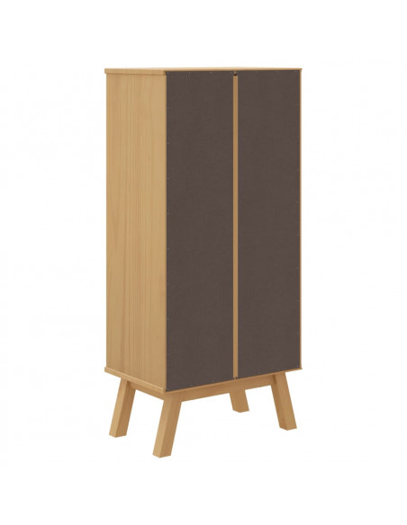 Scarpiera OLDEN Grigia Marrone 55x35x120 cm Legno Massello Pino