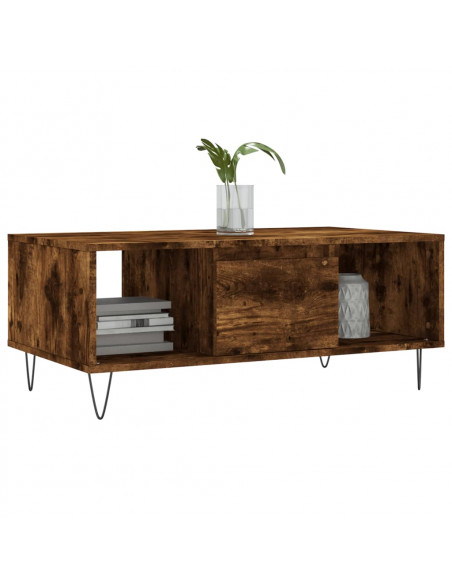 Tavolino da Salotto Rovere Fumo 90x50x36,5 cm Legno Multistrato