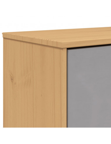 Scarpiera OLDEN Grigia Marrone 55x35x120 cm Legno Massello Pino