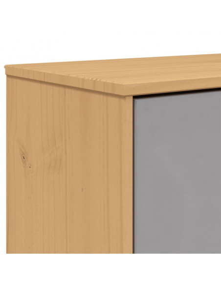 Scarpiera OLDEN Grigia Marrone 55x35x120 cm Legno Massello Pino