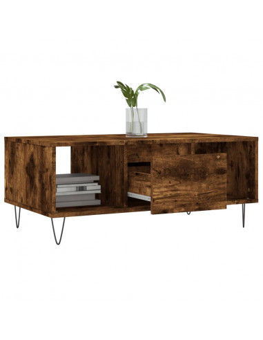 Tavolino da Salotto Rovere Fumo 90x50x36,5 cm Legno Multistrato