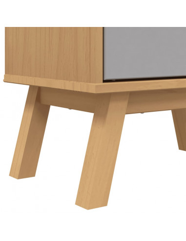 Scarpiera OLDEN Grigia Marrone 55x35x120 cm Legno Massello Pino