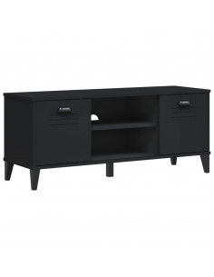 Panca Portascarpe VIKEN Nera 106x35x45 cm Legno Massello Pino 2