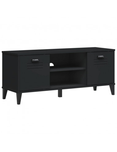 Panca Portascarpe VIKEN Nera 106x35x45 cm Legno Massello Pino