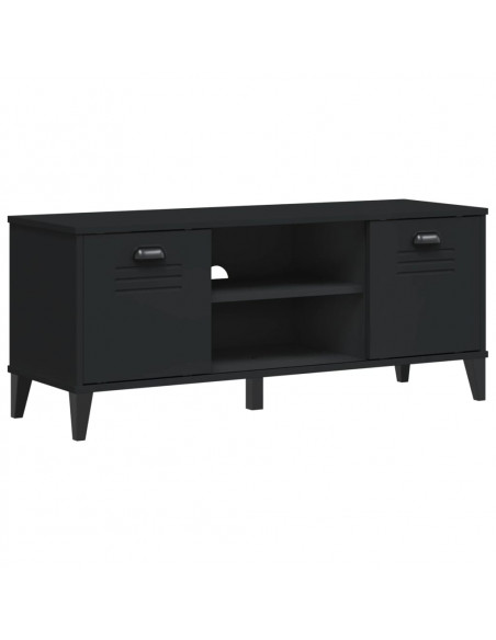 Panca Portascarpe VIKEN Nera 106x35x45 cm Legno Massello Pino