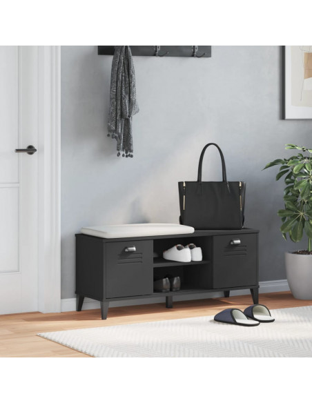 Panca Portascarpe VIKEN Nera 106x35x45 cm Legno Massello Pino