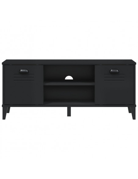 Panca Portascarpe VIKEN Nera 106x35x45 cm Legno Massello Pino