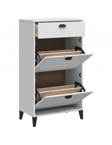 Scarpiera VIKEN Bianca in Legno Massello di Pino