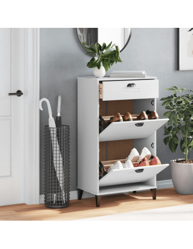 Scarpiera VIKEN Bianca in Legno Massello di Pino