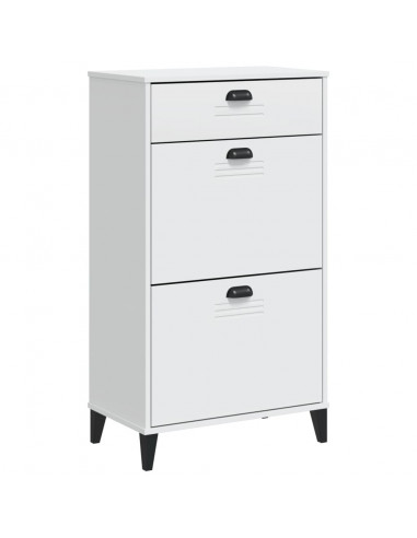 Scarpiera VIKEN Bianca in Legno Massello di Pino