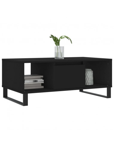 Tavolino da Salotto Nero 90x50x36,5 cm in Legno Multistrato